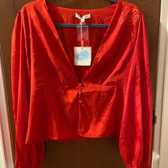 Red Satin Top - Picture 1 of 4